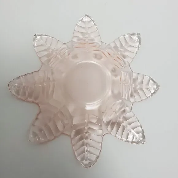 Vintage Light Pink Snowflake Glass Hobnail Bon Bon Candy Trinket Dish 7 Inches - Picture 6 of 8